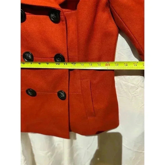 Antonio Melani Women's Orange Wool Blend Pea Coat Size 6 Winter Quiet Luxury - Picture 7 of 10